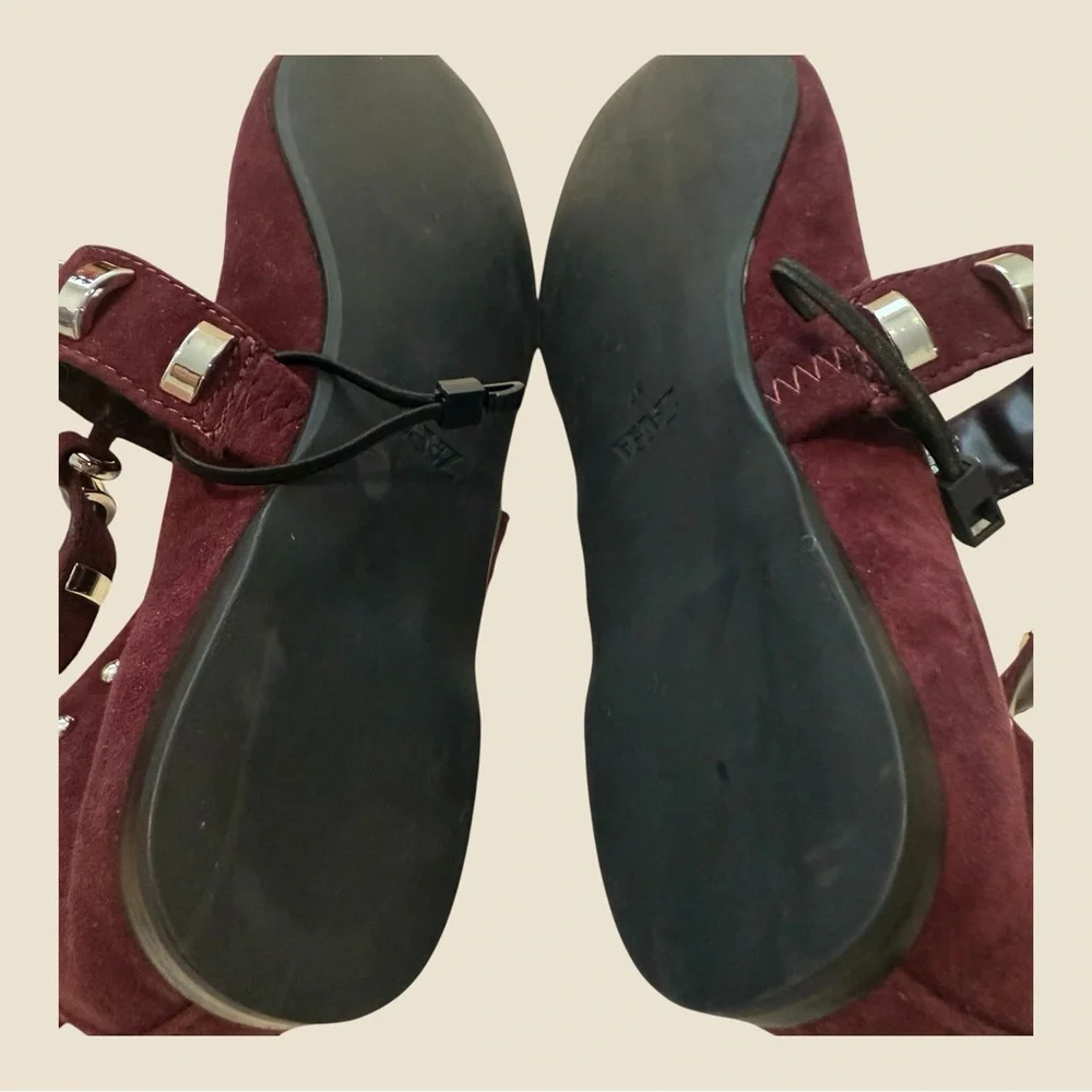 Zara suede studded ballet flats NWT